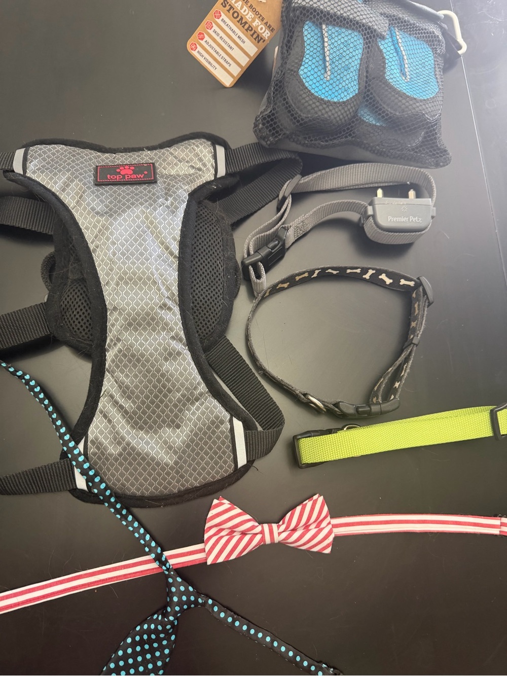 Dog Accessories Bundle Sz Large | Harness Boots Collars + Clip-On Ties